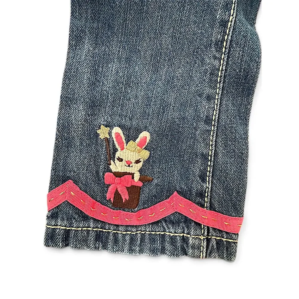 Gymboree 2013 Girls 12-18M Embroidered Circus Flare Jeans Bunny Ostrich